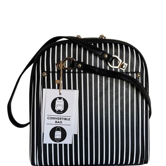 Brand New Miztigue Convertible Backpack Shoulderbag Black and White - Picture 1 of 7